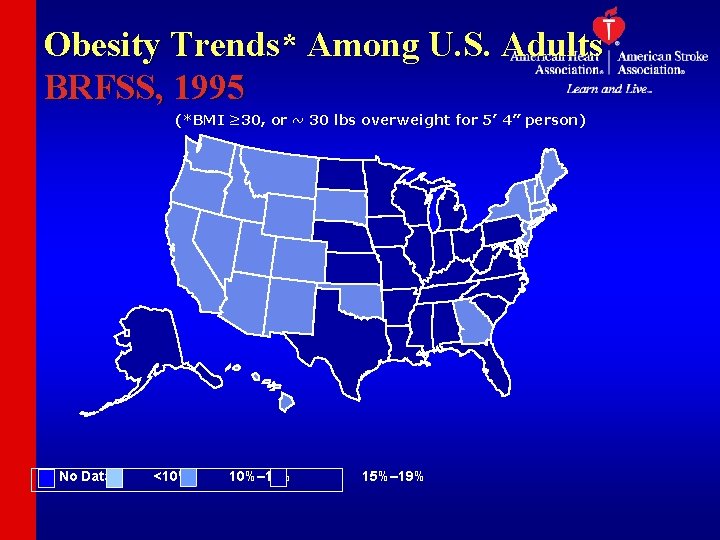 Obesity Trends* Among U. S. Adults BRFSS, 1995 (*BMI ≥ 30, or ~ 30
