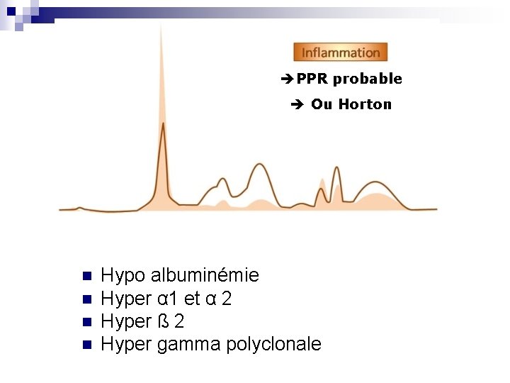  PPR probable Ou Horton n n Hypo albuminémie Hyper α 1 et α