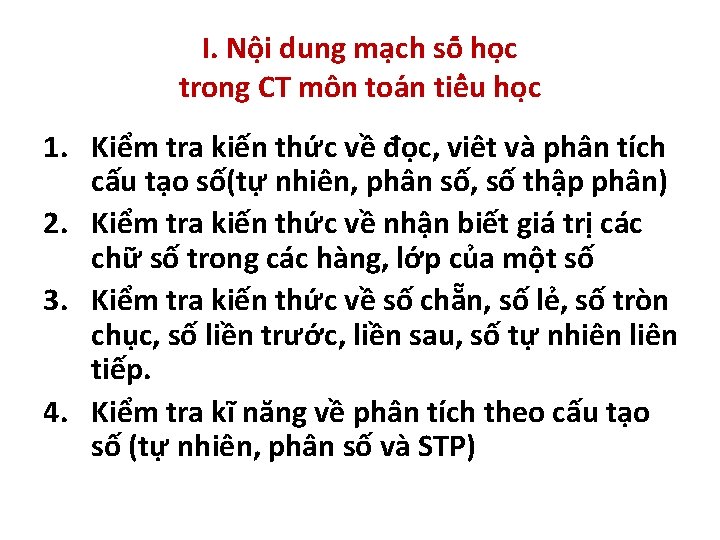 I. Nô i dung ma ch sô ho c trong CT môn toa n