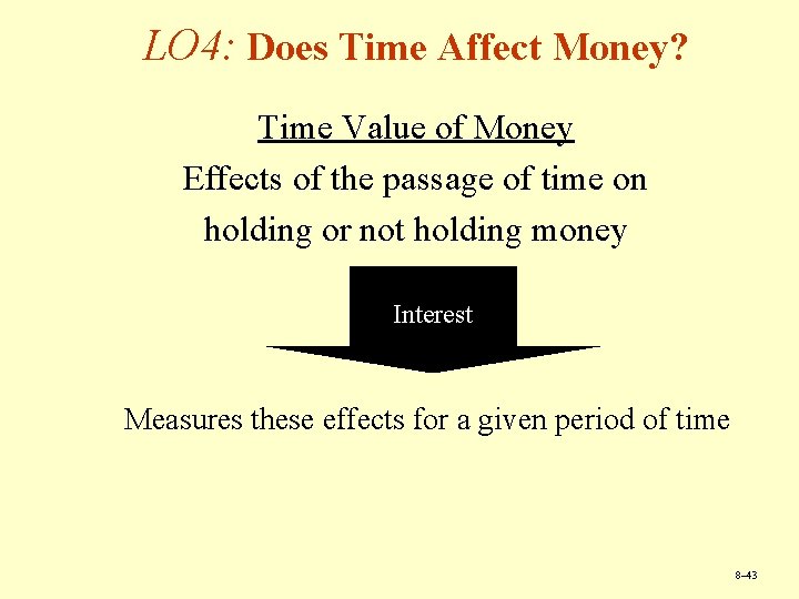 LO 4: Does Time Affect Money? Time Value of Money Effects of the passage