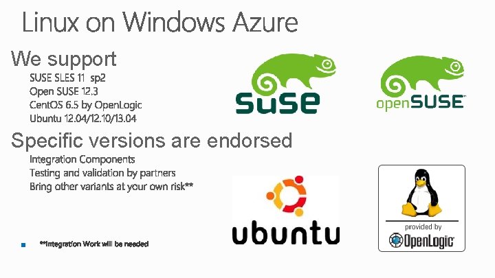 We support Specific versions are endorsed 