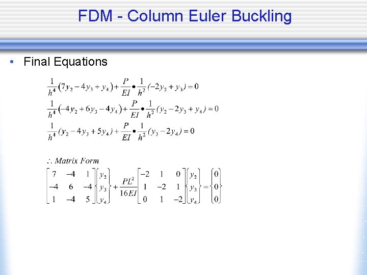 FDM - Column Euler Buckling • Final Equations 