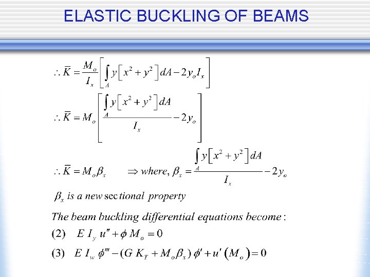 ELASTIC BUCKLING OF BEAMS 