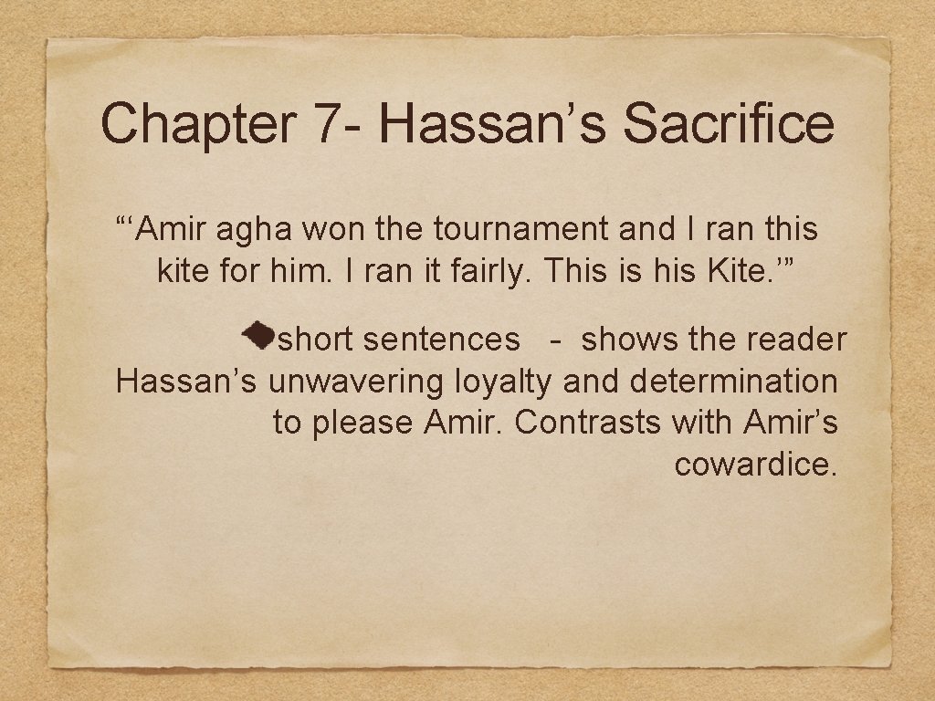 Chapter 7 - Hassan’s Sacrifice “‘Amir agha won the tournament and I ran this