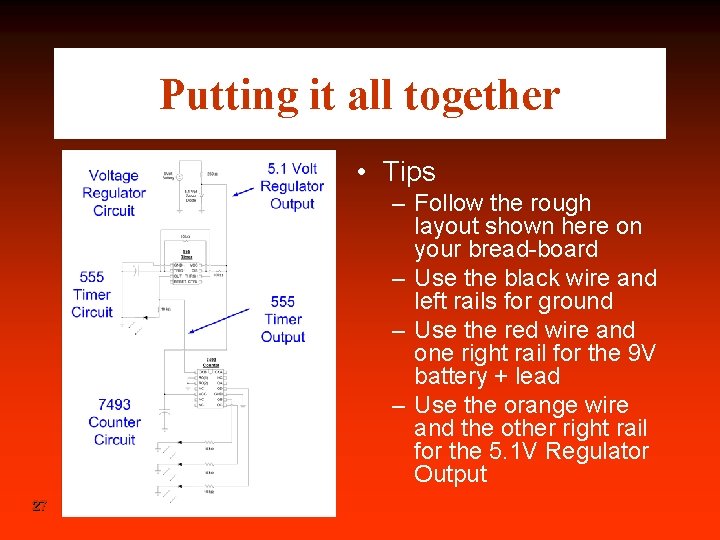 Putting it all together • Tips – Follow the rough layout shown here on