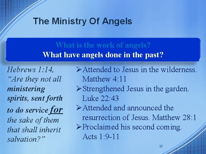 The Ministry Of Angels What is the work of angels? What have angels done