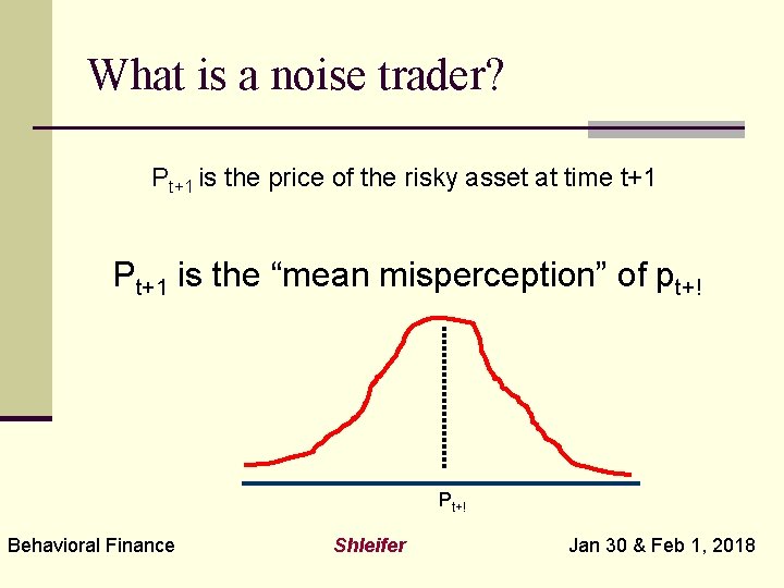 What is a noise trader? Pt+1 is the price of the risky asset at