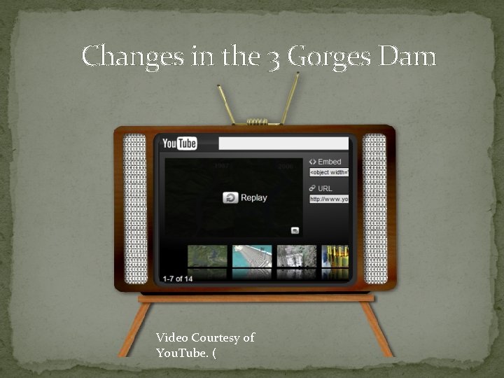 Changes in the 3 Gorges Dam Video Courtesy of You. Tube. ( 