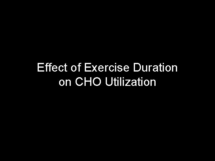 Effect of Exercise Duration on CHO Utilization 