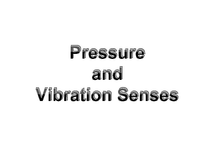 Pressure and Vibration Senses 