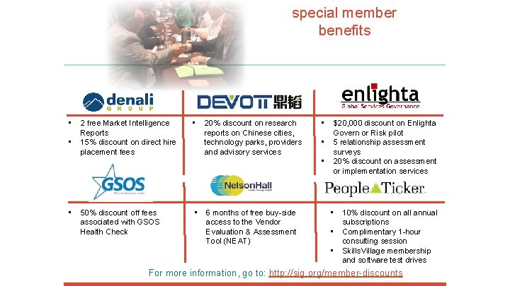 special member benefits • • 2 free Market Intelligence Reports 15% discount on direct