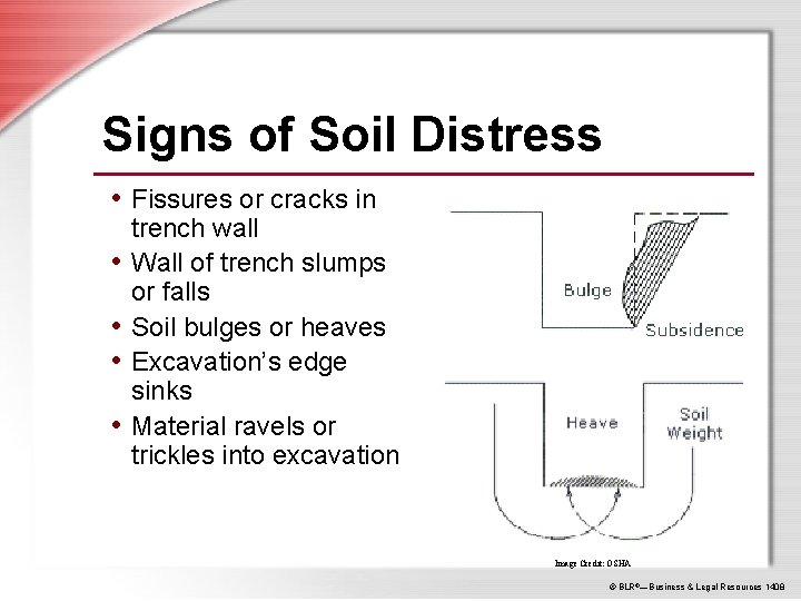 Signs of Soil Distress • Fissures or cracks in • • trench wall Wall