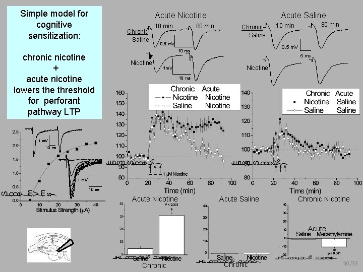 Simple model for cognitive sensitization: Acute Nicotine Chronic Saline chronic nicotine + acute nicotine