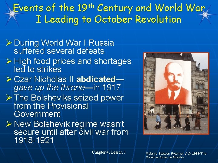 Events of the 19 th Century and World War I Leading to October Revolution Events of the 19 th Century and World War I Leading to October Revolution