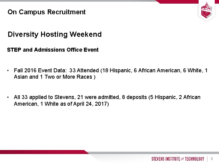 On Campus Recruitment Diversity Hosting Weekend STEP and Admissions Office Event • Fall 2016