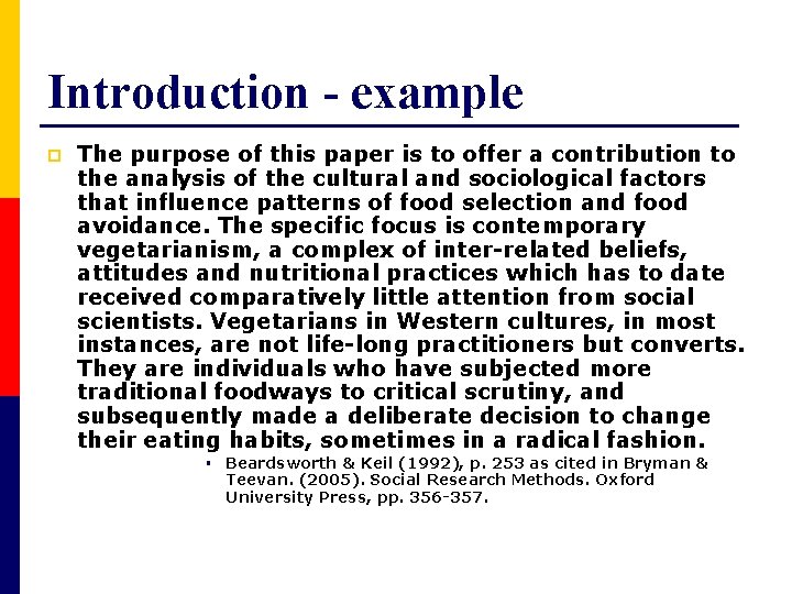 Introduction - example p The purpose of this paper is to offer a contribution