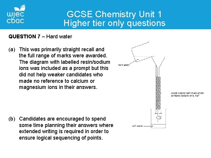 GCSE Chemistry Unit 1 Higher tier only questions Contact QUESTIONDetails 7 – Hard water