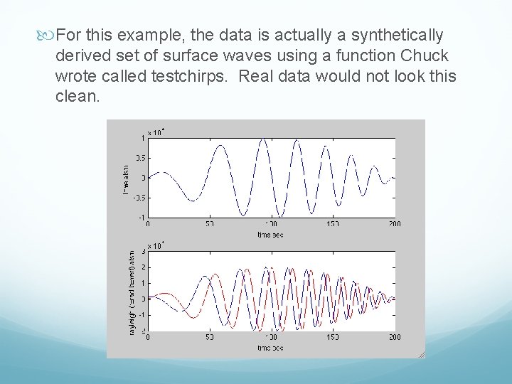  For this example, the data is actually a synthetically derived set of surface