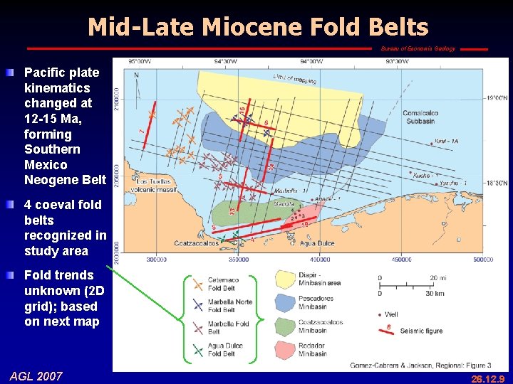 Mid-Late Miocene Fold Belts Bureau of Economic Geology Pacific plate kinematics changed at 12