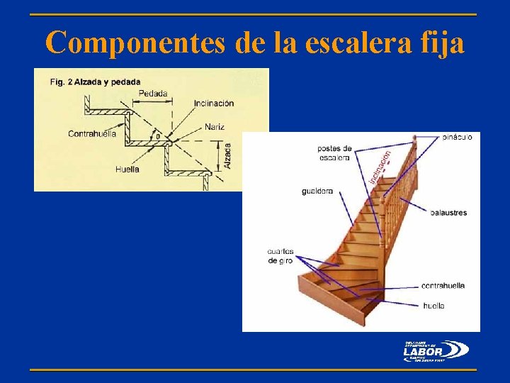 Componentes de la escalera fija 