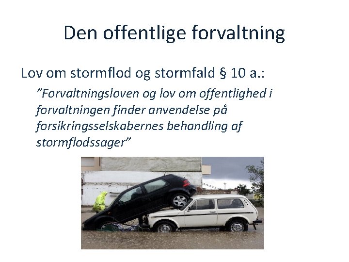 Den offentlige forvaltning Lov om stormflod og stormfald § 10 a. : ”Forvaltningsloven og