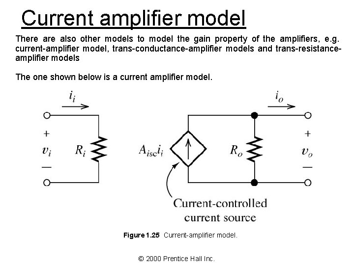 Current amplifier model There also other models to model the gain property of the