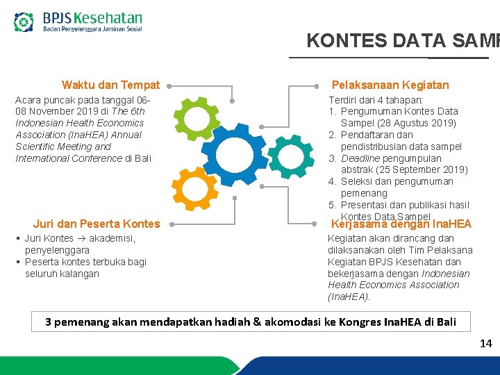 KONTES DATA SAMP Waktu dan Tempat Acara puncak pada tanggal 0608 November 2019 di