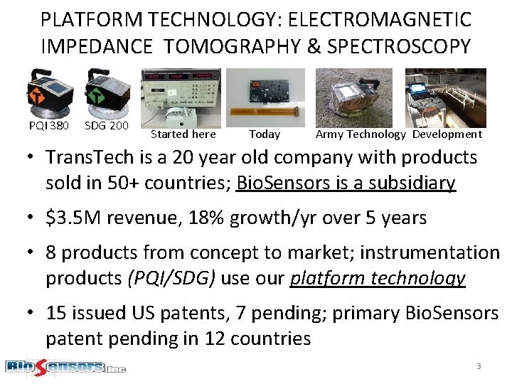 PLATFORM TECHNOLOGY: ELECTROMAGNETIC IMPEDANCE TOMOGRAPHY & SPECTROSCOPY PQI 380 SDG 200 Started here Today