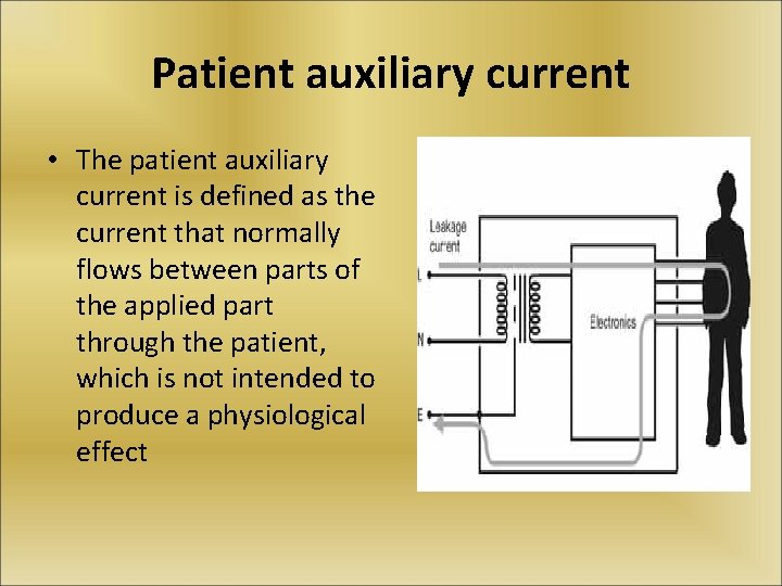 Patient auxiliary current • The patient auxiliary current is defined as the current that