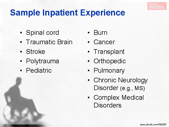 Sample Inpatient Experience • • • Spinal cord Traumatic Brain Stroke Polytrauma Pediatric •