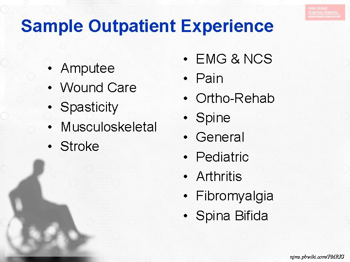 Sample Outpatient Experience • • • Amputee Wound Care Spasticity Musculoskeletal Stroke • •