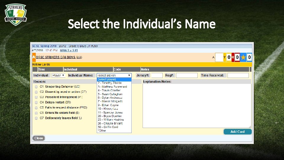 Select the Individual’s Name 