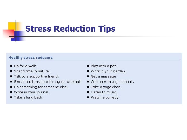 Stress Reduction Tips 