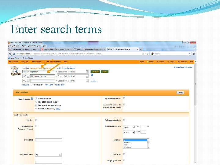 Enter search terms 
