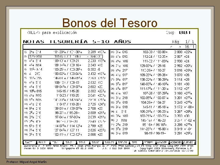 Bonos del Tesoro Profesor: Miguel Angel Martín 