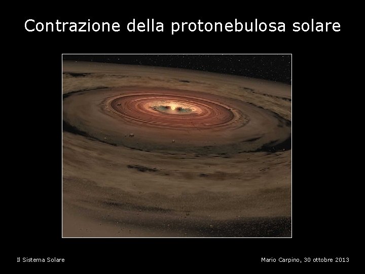 Contrazione della protonebulosa solare Il Sistema Solare Mario Carpino, 30 ottobre 2013 