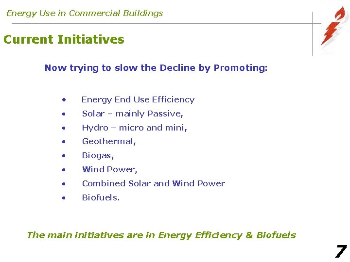 Energy Use in Commercial Buildings Energy Efficiency and