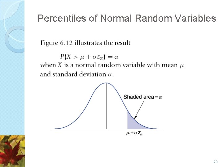 Percentiles of Normal Random Variables 29 
