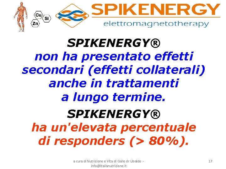 SPIKENERGY® non ha presentato effetti secondari (effetti collaterali) anche in trattamenti a lungo termine.