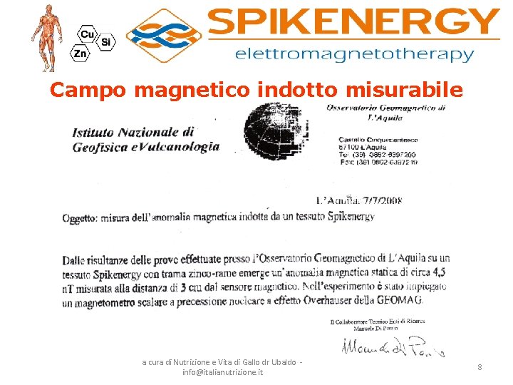 Campo magnetico indotto misurabile a cura di Nutrizione e Vita di Gallo dr Ubaldo