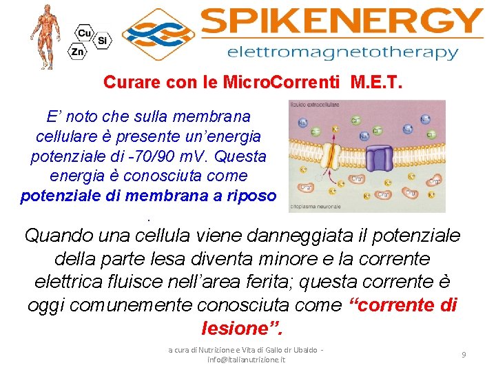 Curare con le Micro. Correnti M. E. T. E’ noto che sulla membrana cellulare