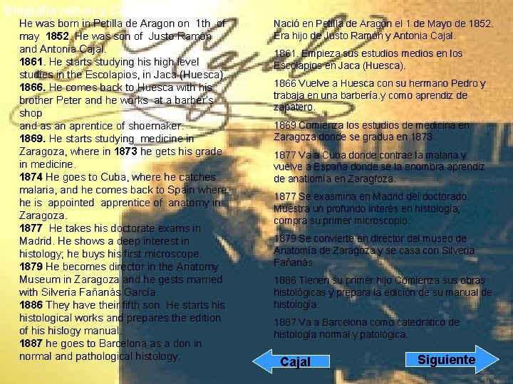 Biografía ramón y Cajal He was born in Petilla de Aragon on 1 th