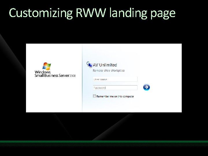 Customizing RWW landing page 