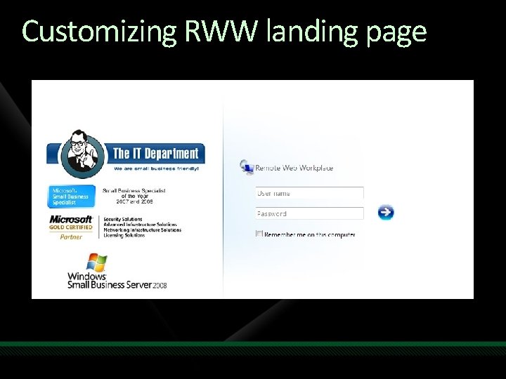 Customizing RWW landing page 