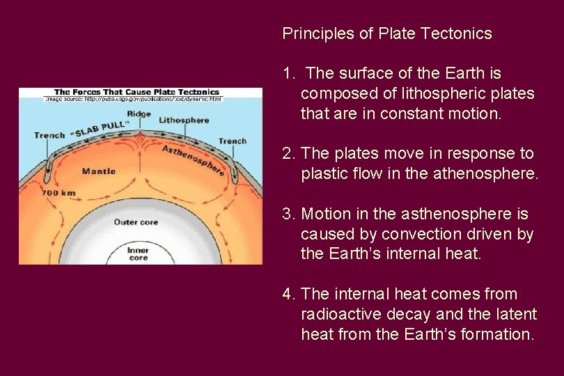 Principles of Plate Tectonics 1. The surface of the Earth is composed of lithospheric