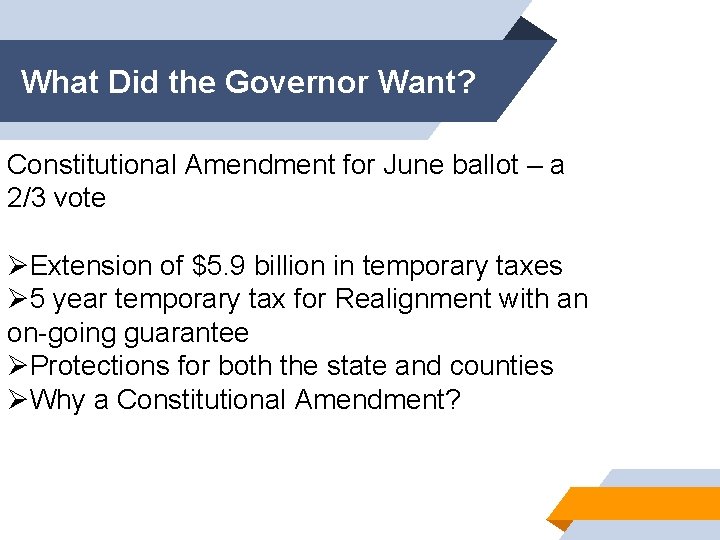 What Did the Governor Want? Constitutional Amendment for June ballot – a 2/3 vote