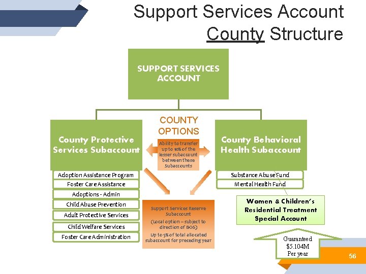 Support Services Account County Structure SUPPORT SERVICES ACCOUNT County Protective Services Subaccount COUNTY OPTIONS