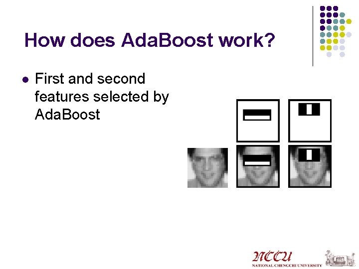 How does Ada. Boost work? l First and second features selected by Ada. Boost