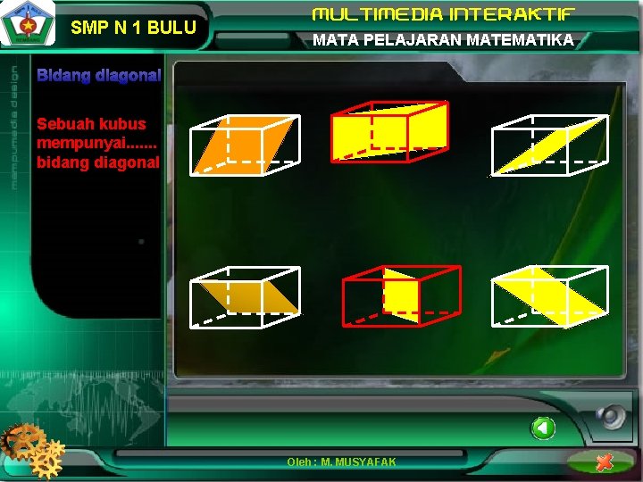 SMP N 1 BULU MATA PELAJARAN MATEMATIKA Bidang diagonal Sebuah kubus mempunyai. . .