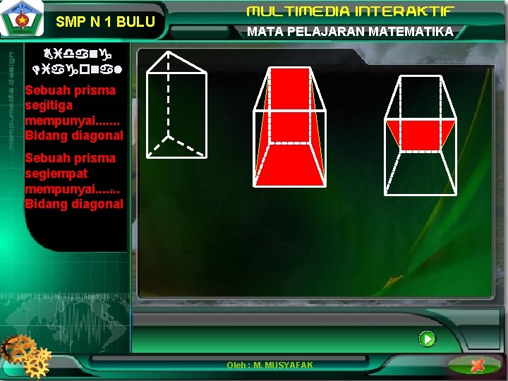 SMP N 1 BULU MATA PELAJARAN MATEMATIKA Bidang Diagonal Sebuah prisma segitiga mempunyai. .